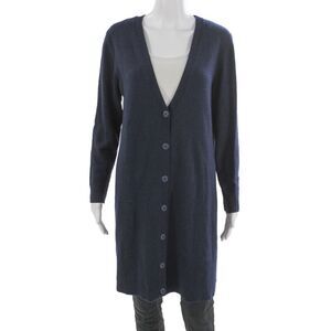 John Patrick Unisex Dark Blue V-Neck Button Cardigan Long Sleeve Size S